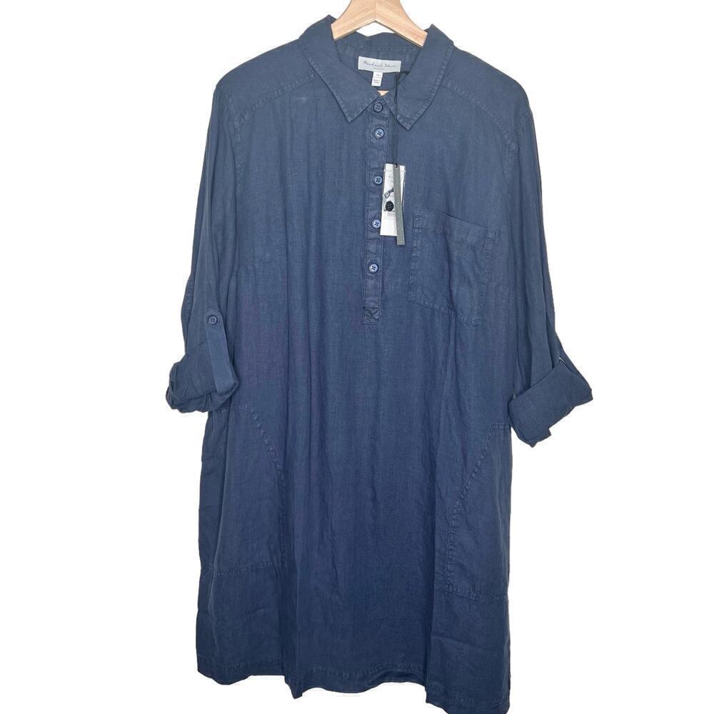 New Women’s Michael Stars Eleanor Linen Shirt Dress Size: 2X - Picture 2 of 11